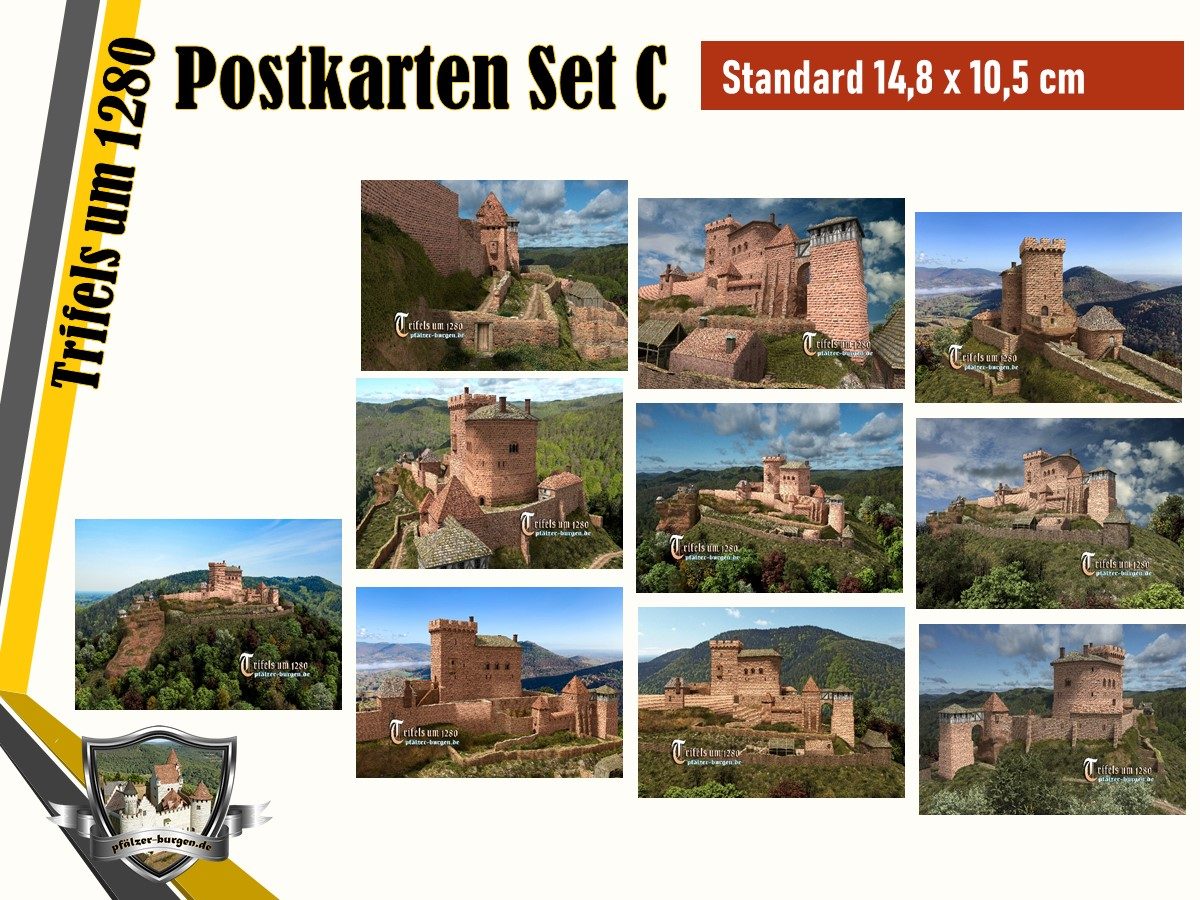 30-10-00-07-S-13_Burg Trifels (1280) - 10er-Postkartenset A+B_Standard (DIN A6)