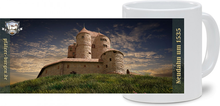 Spülmaschinenfeste "Jumbo"-Fototasse mit frei wählbarem Motiv der Burg Neudahn und einem "rundum"-"Panorama" (22