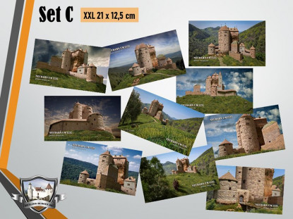 Postkarten-Set C mit 10 unterschiedlichen Motiven der Kanonenburg Neudahn (1535) im XXL-Format (21 x 12