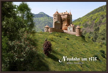 Rekonstruktion der Burg Neudahn um 1535 nach dem Ausbau zur Kanonenburg