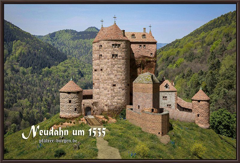 Rekonstruktion der Burg Neudahn um 1535 nach dem Ausbau zur Kanonenburg