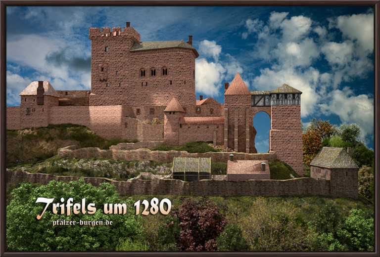 Rekonstruktion der Reichsburg Trifels in ihrer Blütezeit um 1280
