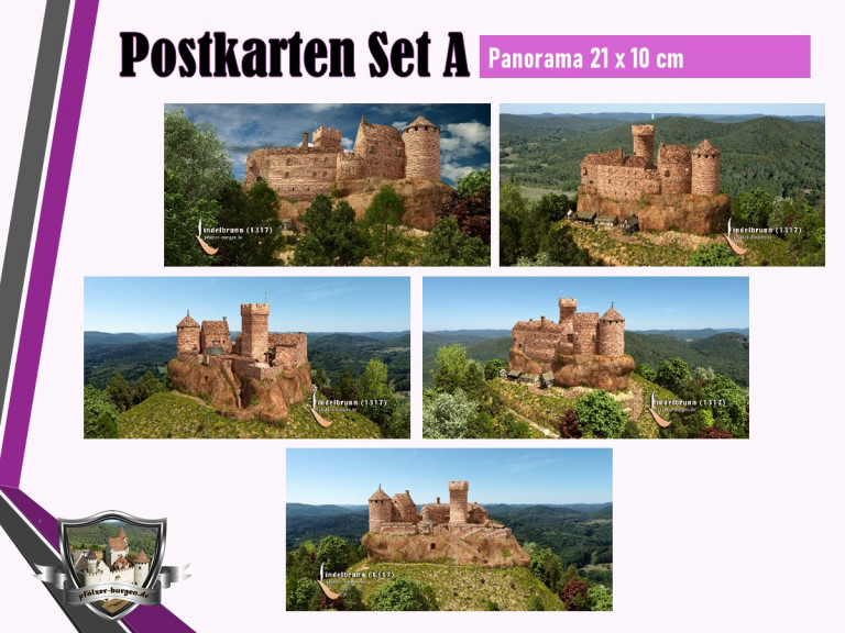 30-30-00-10-S-11 5er Set A Burg Lindelbrunn im Panorama-Postkartenformat