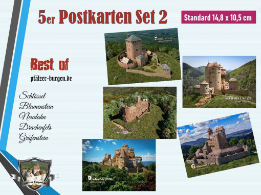 5er Postkartenset Nr.2 im Standardformat aus der Serie "Best Of" Rekonstruktionen