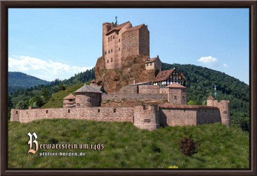 Braun gerahmter Leinwanddruck 30x20cm vom Berwartstein als schönes Burg-Souvenir