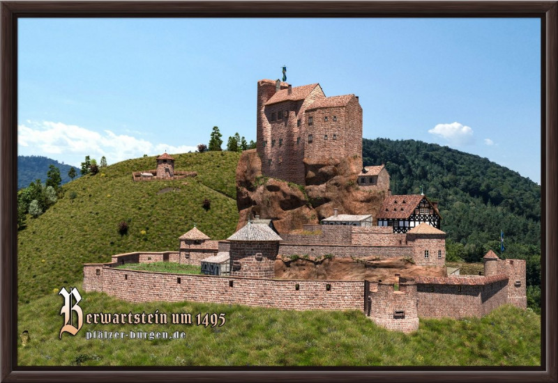 Braun gerahmter Leinwanddruck 30x20cm vom Berwartstein mit Kleinfrankreich als schönes Burg-Souvenir