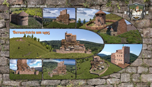 Fotocollage Burg Berwartstein (1495) auf Postkarte DinA5 (XXL-Format)
