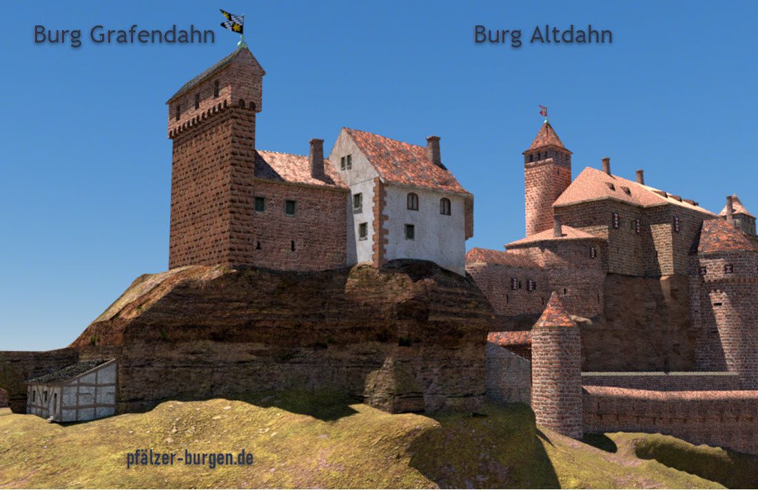 Rekonstruktion der Burgen Grafendahn und Altdahn um 1470