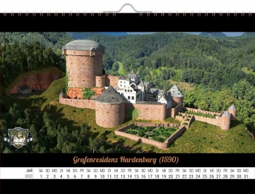 Kalenderblatt Juli mit Hardenburg (1590)