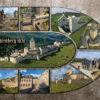 Postkarte Collage DIN-A6 mit 9 Motiven der Burg Lichtenberg