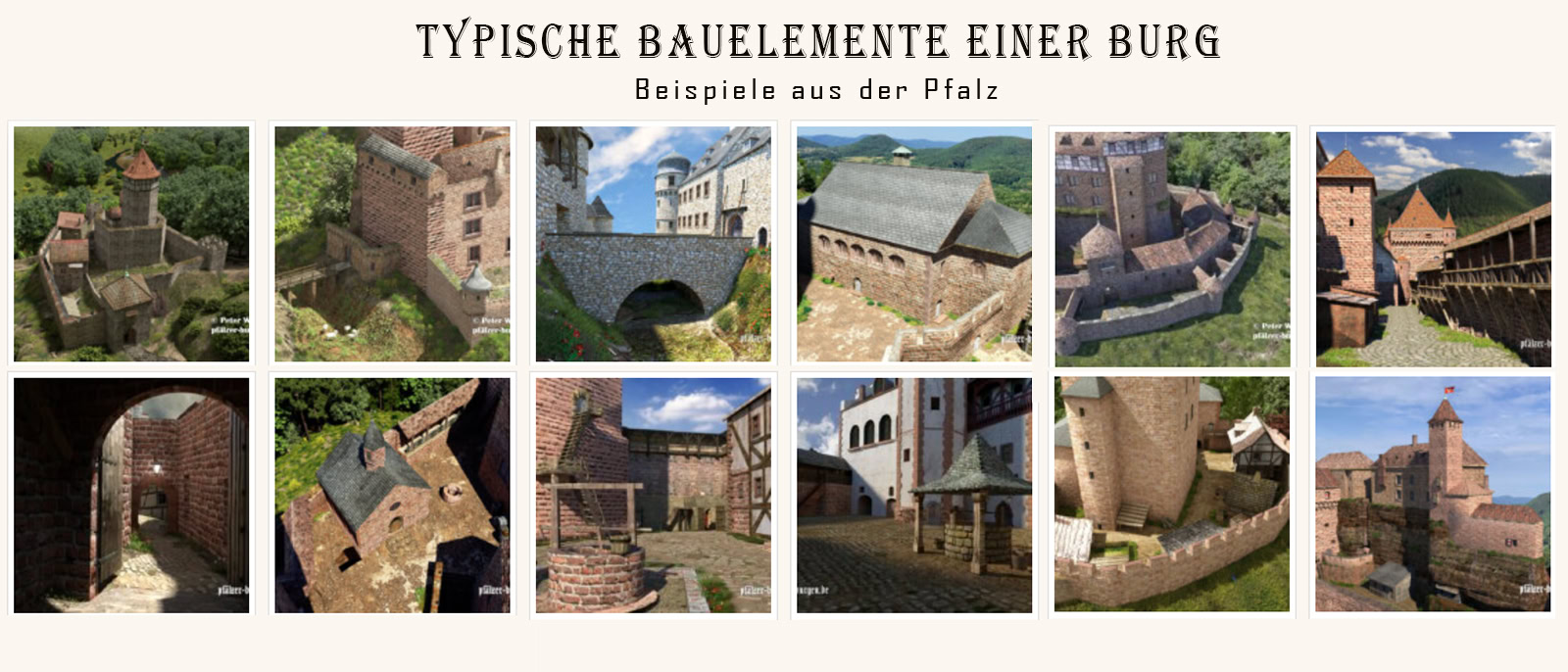 Typische Bauelemente einer Burg