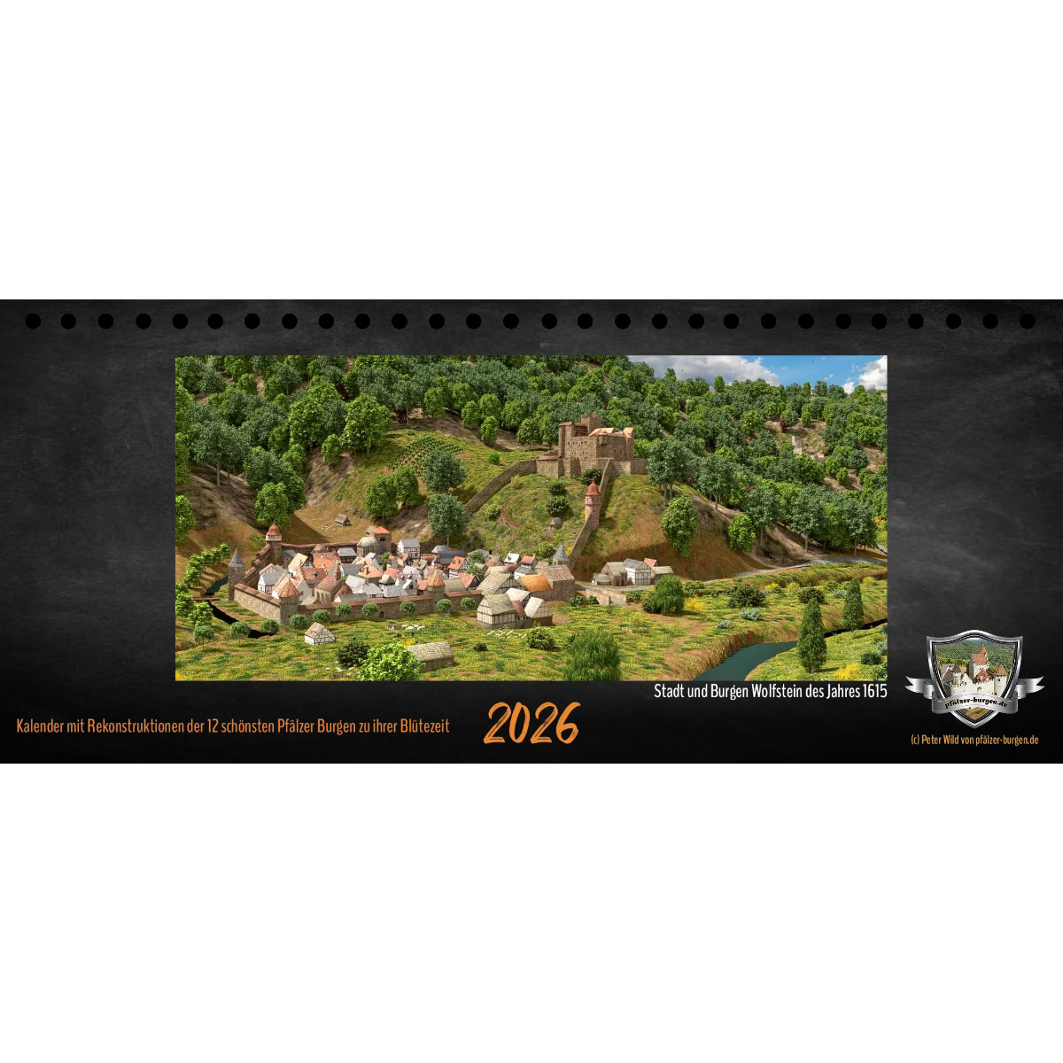 Tischkalender 2026 - 24x10cm - mit ausgesuchten Pfälzer Burgen