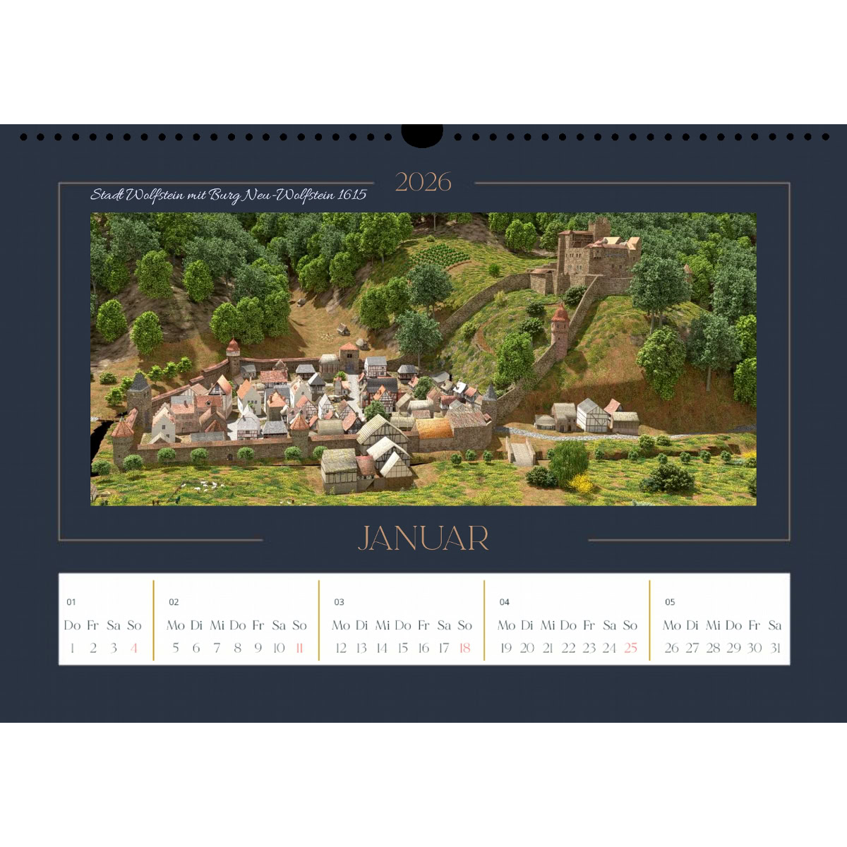 Alternative view of Kalender 2026 Wolfstein - A3 quer mit blauem Rand