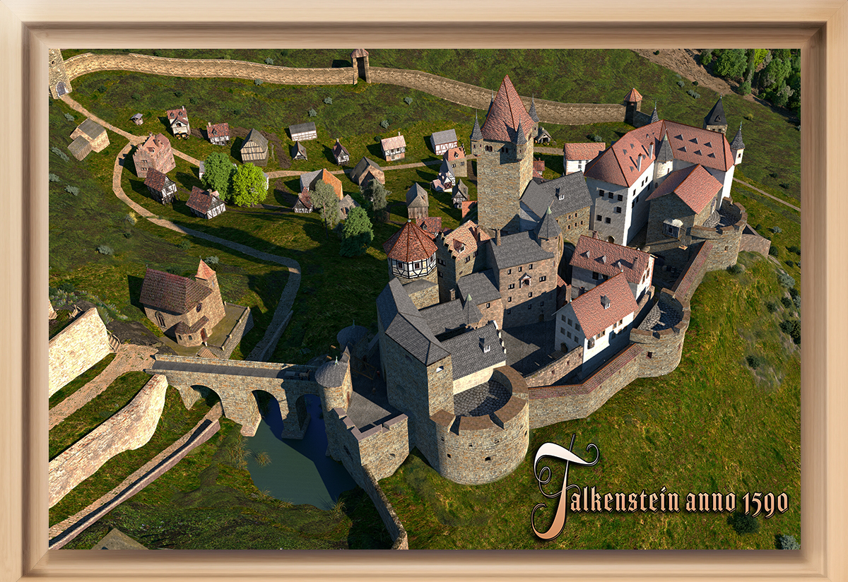 Falkenstein (1590) von Nordwesten - Gerahmter Leinwanddruck, 30x20cm