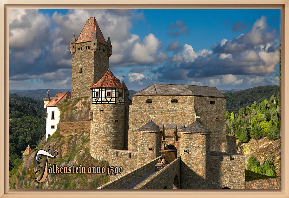 Falkenstein (1590) Torbastion  - Gerahmter Leinwanddruck, 60x40cm