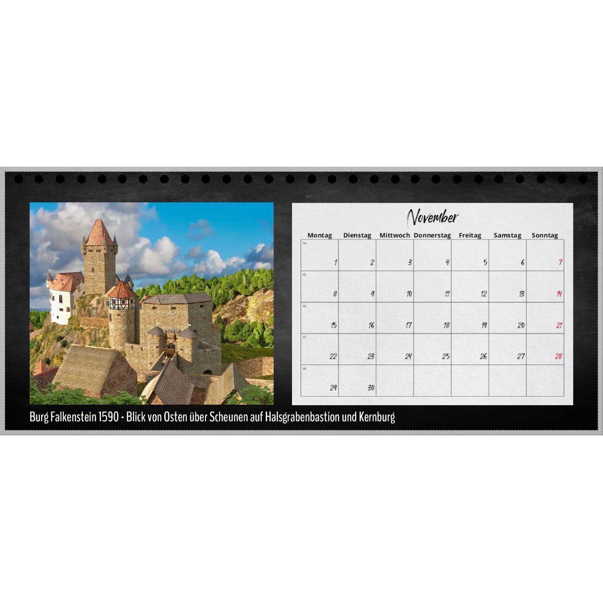 Burg Falkenstein 1590 Kalender Historische Burg Falkenstein 1590 mit Kalender für November 2027