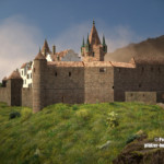 Um 1530 enstanden Barbakane und Schildmauer im Norden, der ehemaligen Angriffsseite. Die hinter dem Halsgraben stehende Schildmauer erstreckt sich mit 45 m über die gesamte Breite der Burg. Sie war ursprünglich etwa 12 m hoch bei einer durchschnittlichen Mauerstärke von fast 5 m. Feldseite der Madenburg (1595) aus Norden