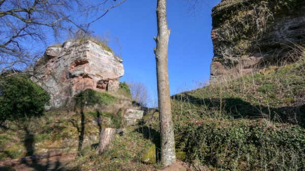 Der die beiden Felsen trennende Einschnitt diente als Halsgraben.