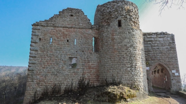 Der Torturm besteht aus kleinen Quadern und ist in Zweischalentechnik errichtet. Ein Teil der äußeren Schale fehlt. Eine hochrechteckige Scharte weist nach Westen vor das Tor. Links an den Turm schließts sich ein dreigeschossiges Gebäude an, das nach Inventaren des 16. Jahrhundert als Stallung für 15 Stück Rindvieh (1541) diente.
