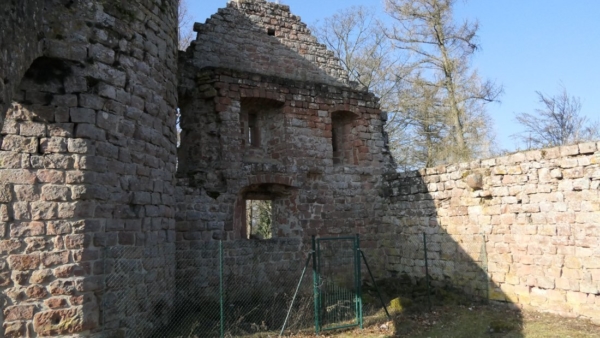 Die Außenmauern des Stalles war zugleich die Abschlussmauer der Vorburg. Im Erdgeschoss, also inmitten der Stallung, befand sich ein Geschütz (schlange auf einem karch), das den westlichen Zugang deckte. Im zweiten Geschoss befinden sich zwei Schlüsselscharten in stichbogenüberwölbten Abwehrständen mit geschrägten Laibungen. Die Funktion der hochrechteckigen Öffnung im Anschluss an den Torturm ist unbekannt. Das Gebäude diente in einem zweiten Geschoss als Lager- und Schlafraum.