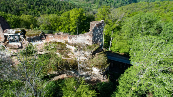 Nordhälfte der Oberburg aus O (Luftbild) Nordhälfte der Oberburg aus Osten