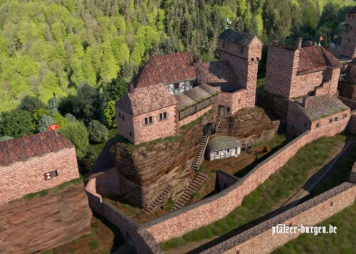 Ober- und Unterburg von Grafendahn um 1475 von oben