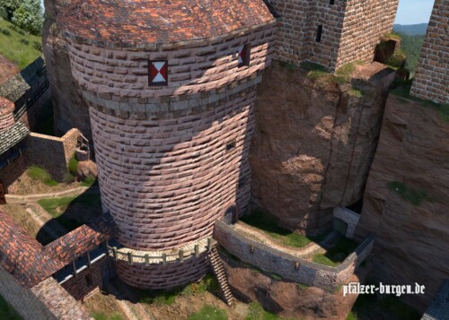 Nördlicher Torturm von Altdahn um 1475 mit Kanonenscharten
