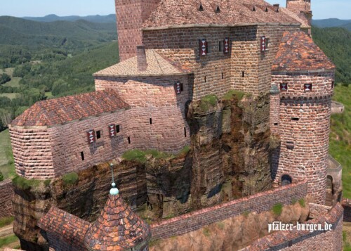 Westliche Oberburg von Altdahn mit südlichem Torturm um 1475