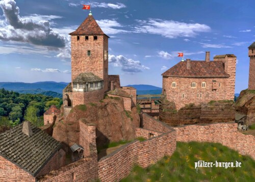 Tanstein - Burg auf zwei Felsen mit Ringmauern im Südteil