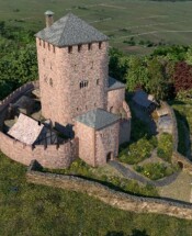 Schlössel um 1100 Rekonstruktion Burg Schlössel um 1100 Draufsicht aus Westen