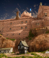 Palas Schauseite auf dem Burgfels von Lindelbrunn