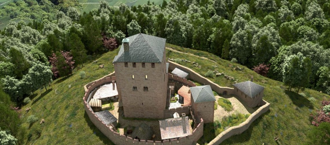 Burg Schlössel in der Draufsicht aus Westen